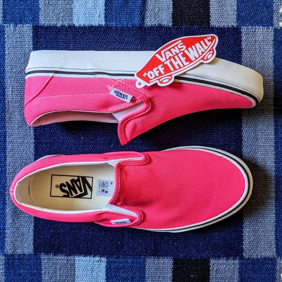 neon pink slip on vans